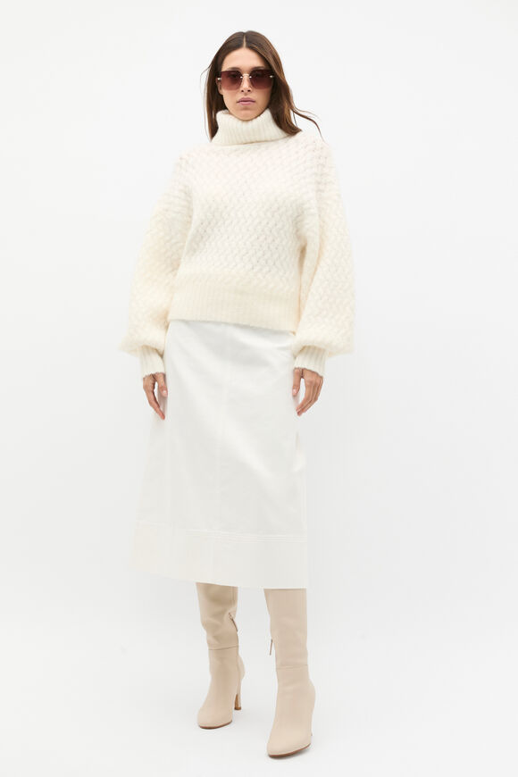 Lofty Textured Roll Neck Knit  Cloud Cream  hi-res