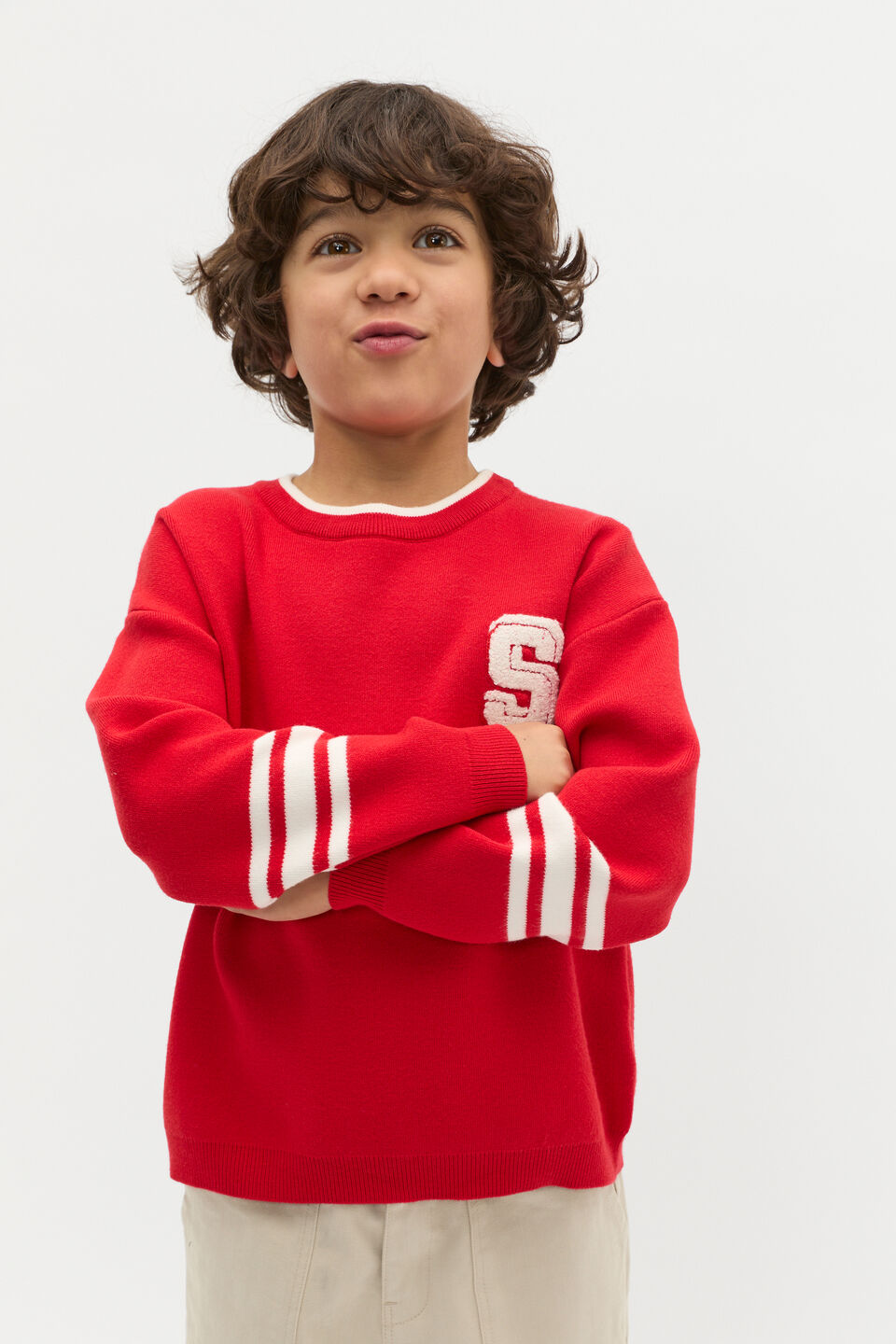 Sports Stripe Knit  Chilli Red