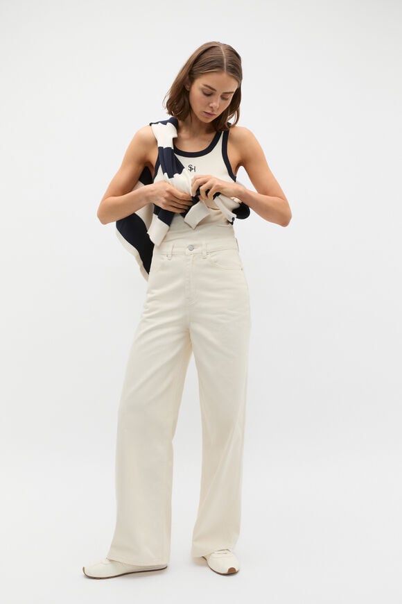 Contrast Fitted Tank  Coconut Cream  hi-res