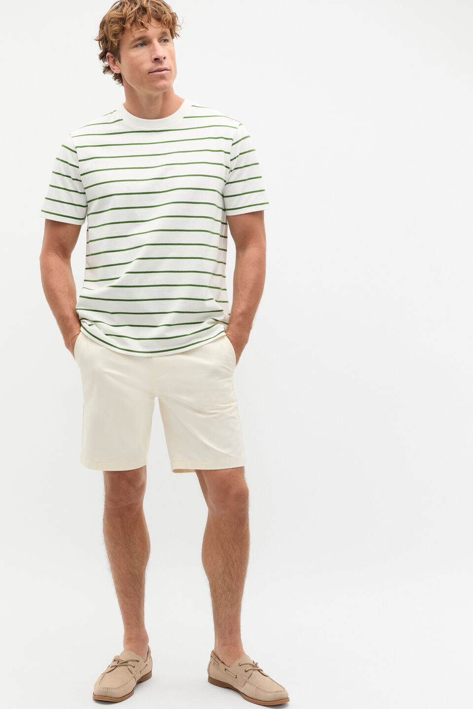 Crew Stripe Tee  Pea Green