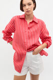 Linen Oversized Shirt  Electric Crimson Stripe  hi-res
