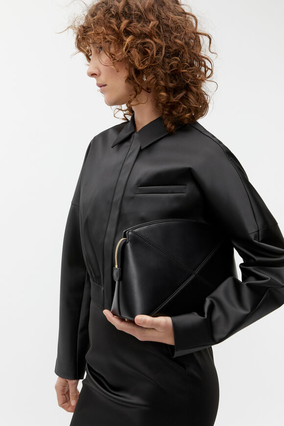 Paneled Clutch  Black  hi-res