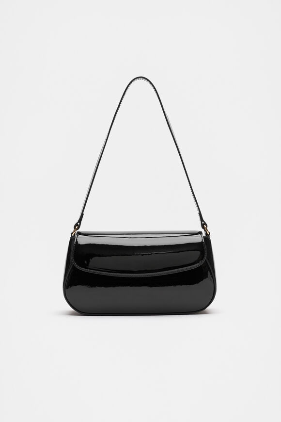 Patent Shoulder Bag  Black  hi-res