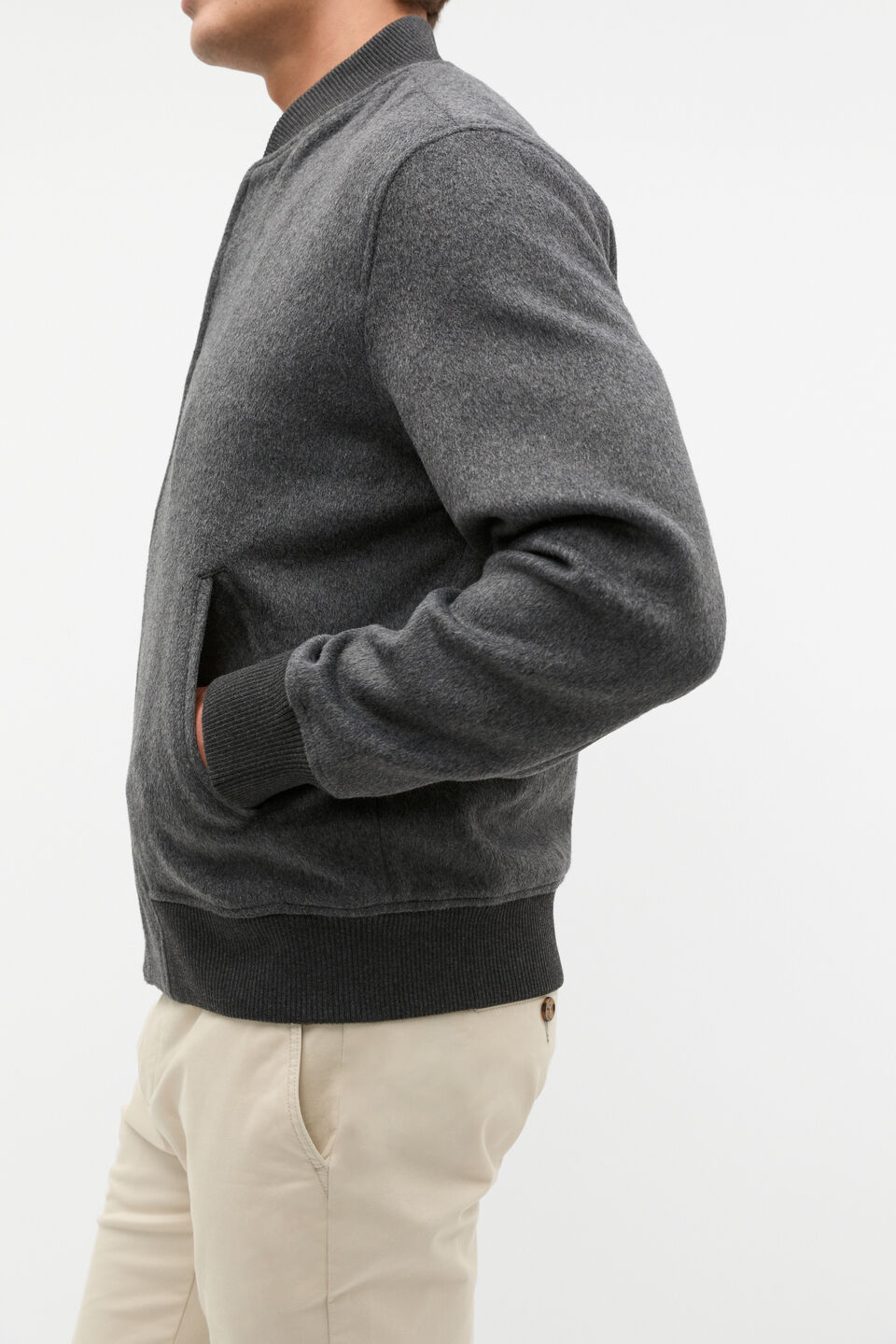 Wool Blend Bomber Jacket  Charcoal Marle