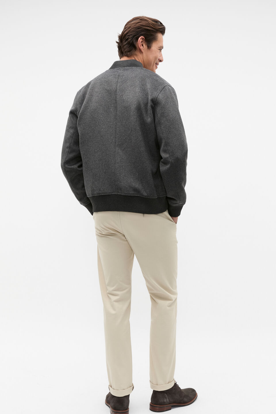 Wool Blend Bomber Jacket  Charcoal Marle