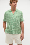 SS Geo Print Lin Shirt  Pea Green  hi-res