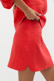 Linen Curve Hem Mini Skirt  Electric Crimson  hi-res