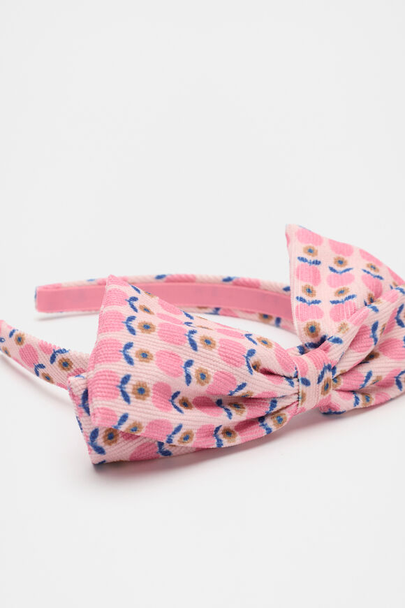 Cord Flower Print Headband  Raspberry  hi-res