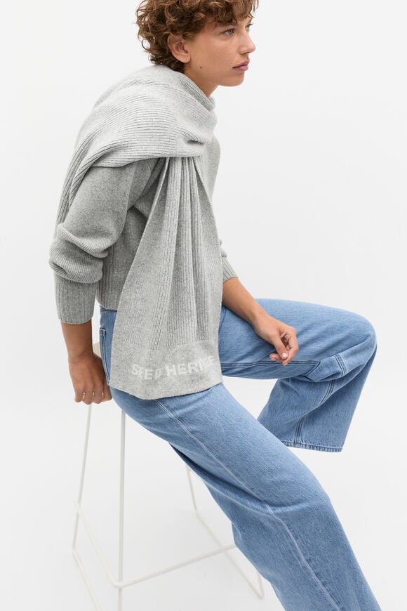 Rib Knit Logo Scarf  Silver Marle  hi-res
