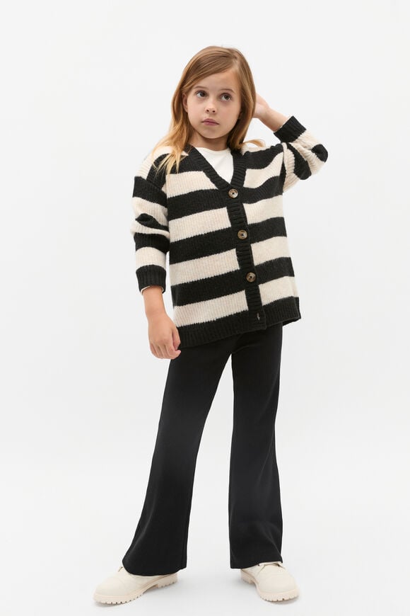 Rib Knit Cardigan  Black  hi-res