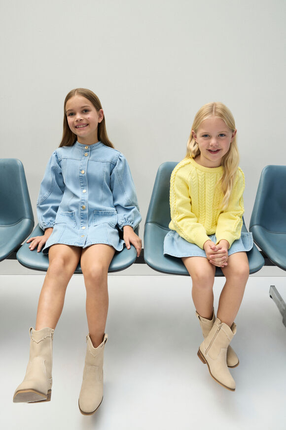 Panelled Denim Dress  Light Wash  hi-res