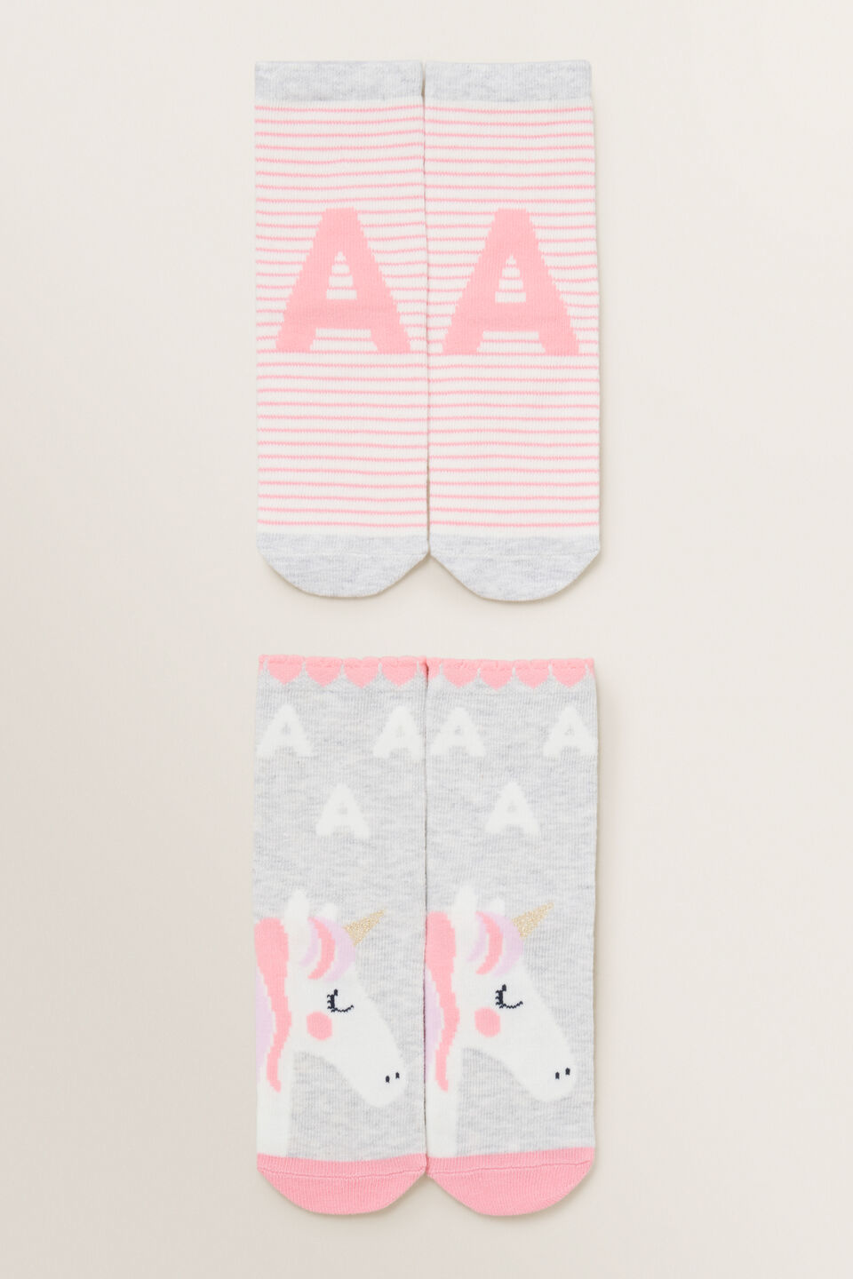 Unicorn Initial Sock 2 Pack  