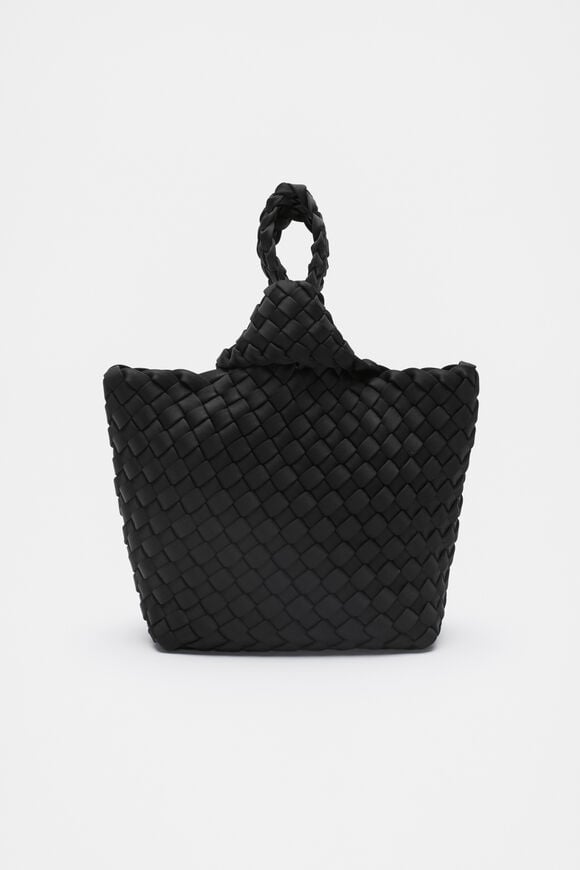 Woven Textured Mini Tote  Black  hi-res