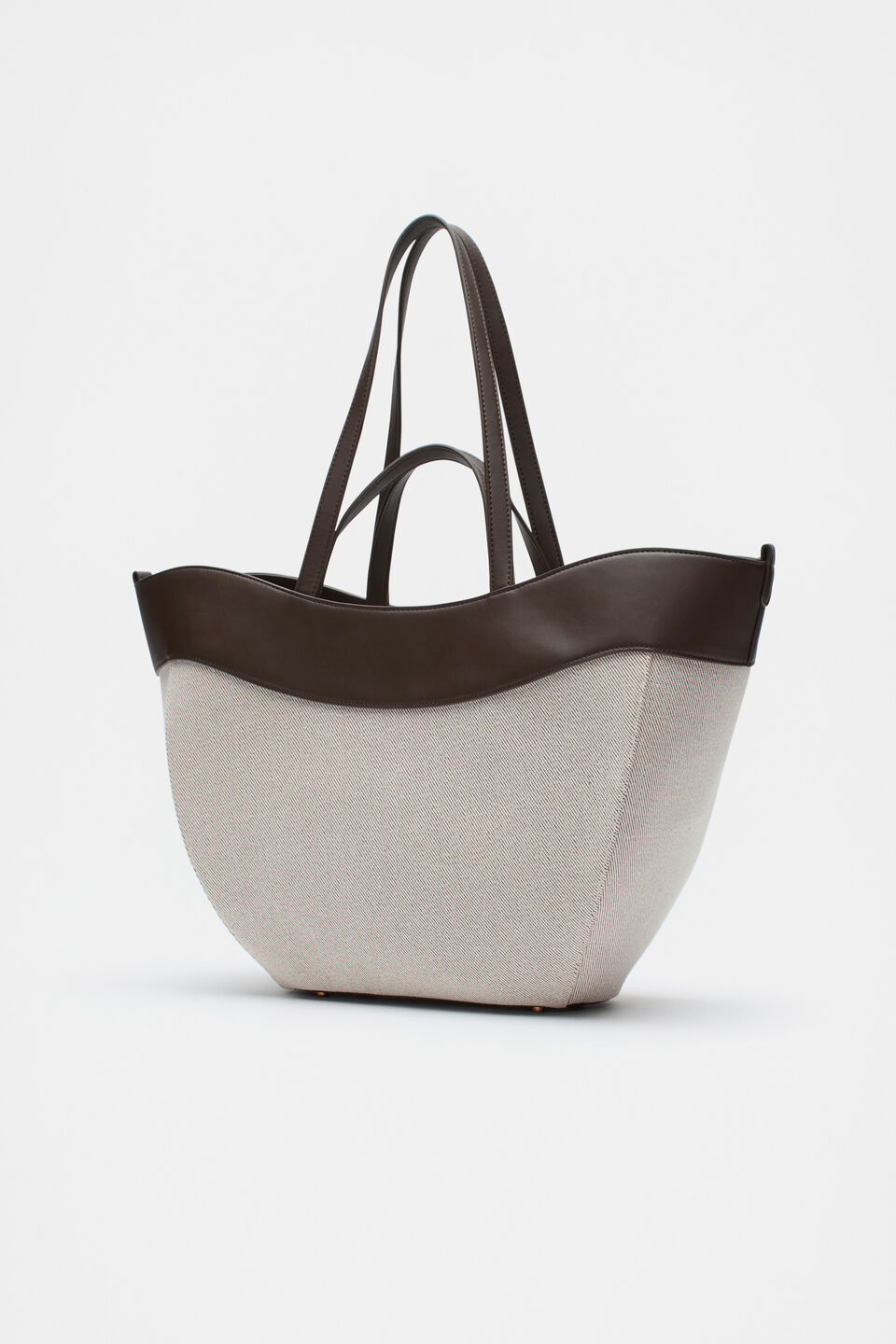 Textured Curved Tote  Dark Espresso