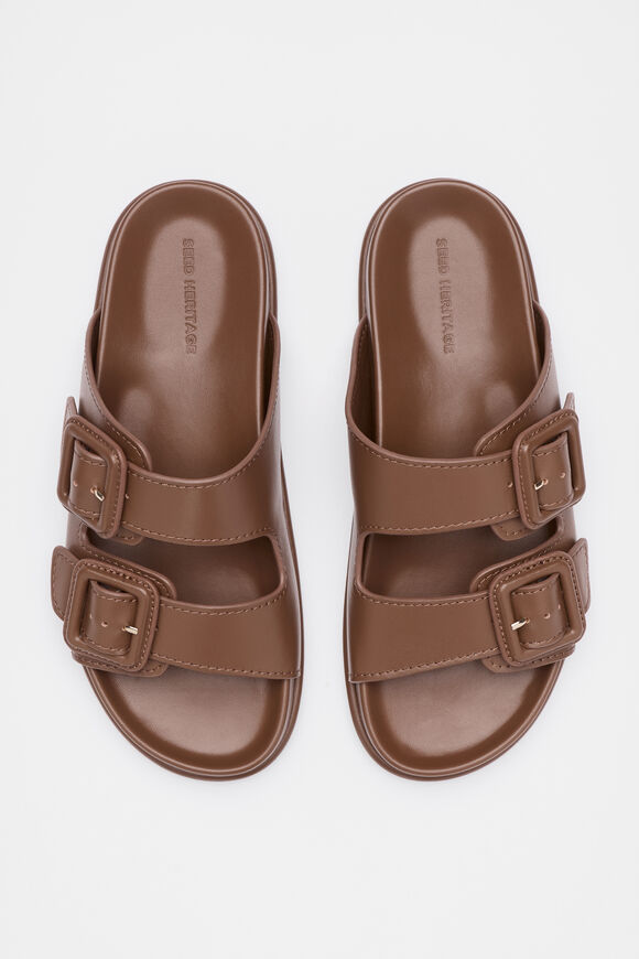 Dulci Covered Buckle Slide  Deep Tan  hi-res