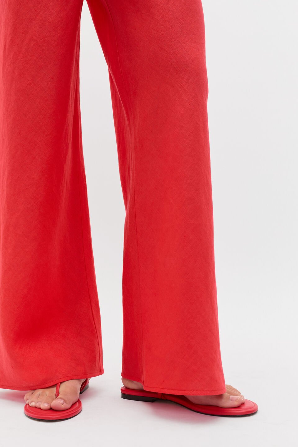 Linen Easy Wide Leg Pant  Electric Crimson