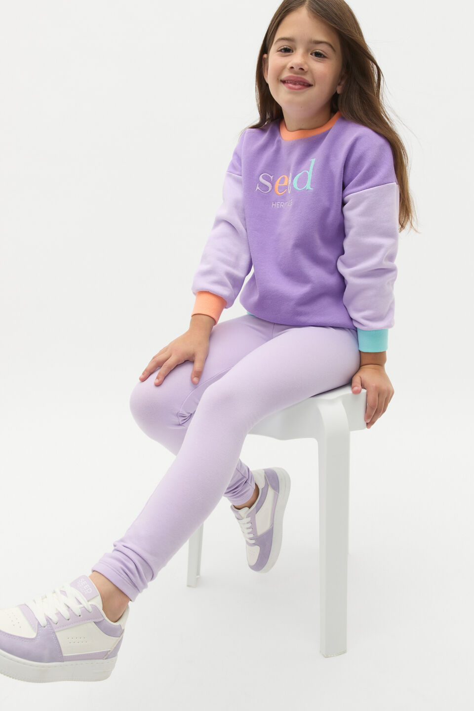 Colourblock Logo Sweat  Dark Lavender