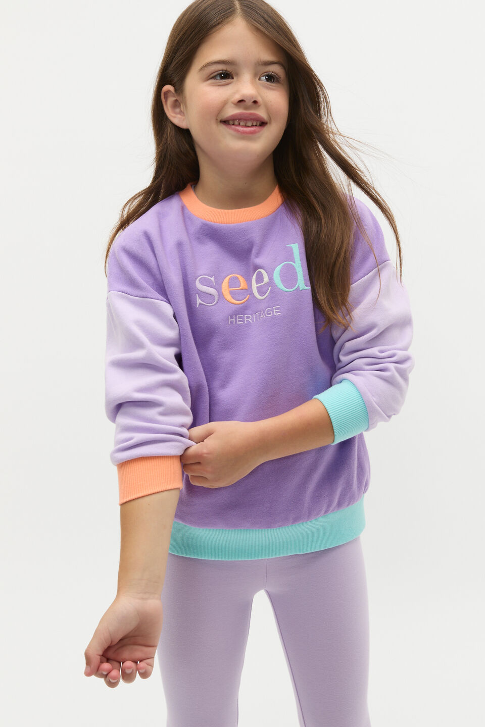 Colourblock Logo Sweat  Dark Lavender