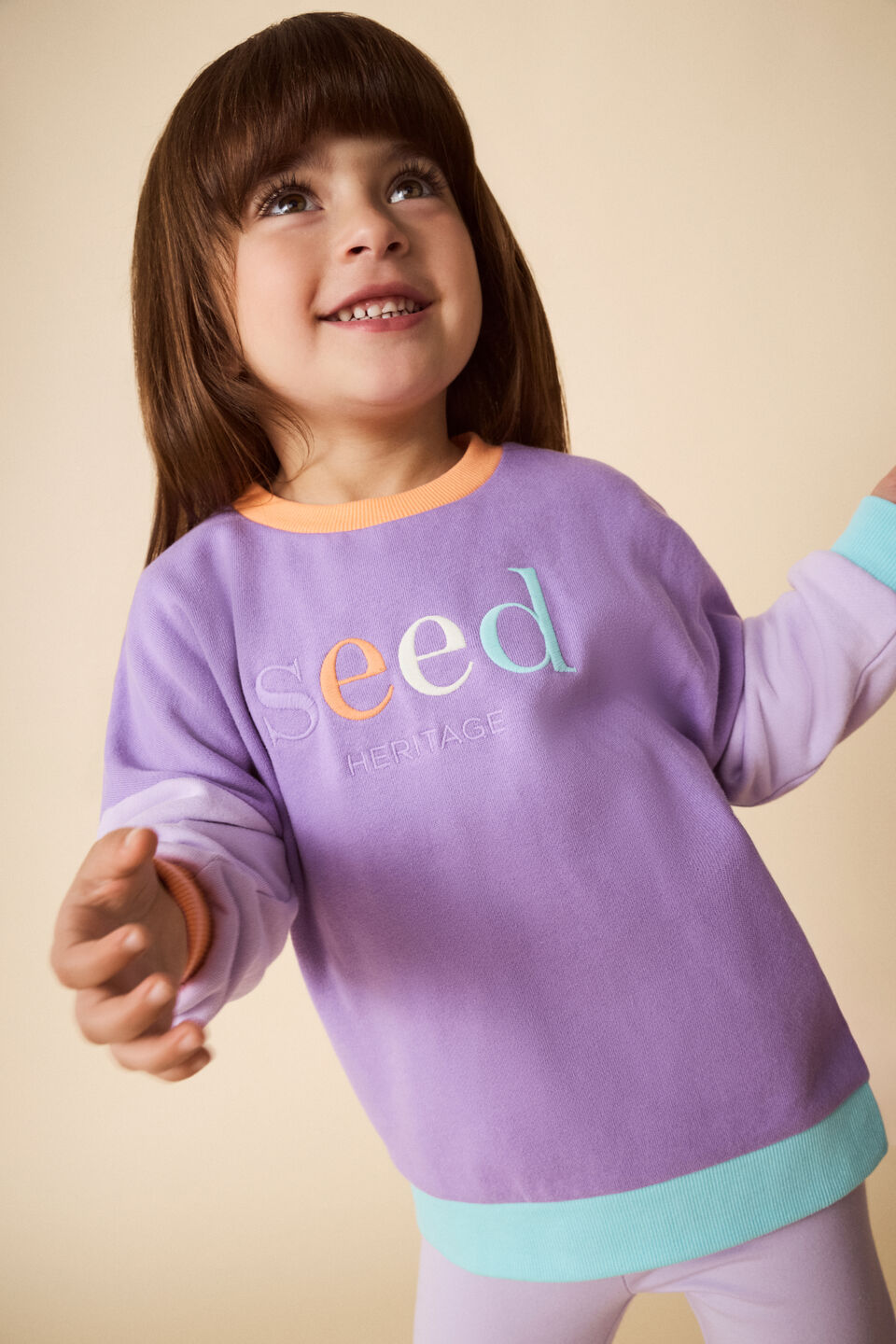 Colourblock Logo Sweat  Dark Lavender