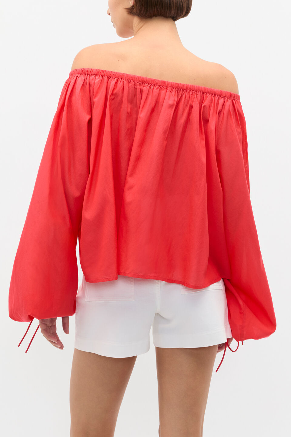 Voile Scoop Neck Blouse  Electric Crimson