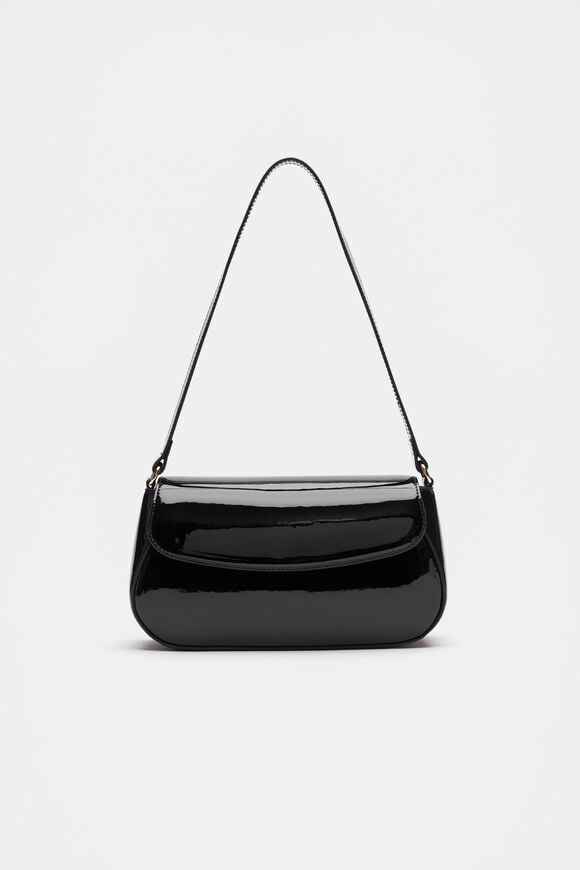 Patent Shoulder Bag  Black  hi-res