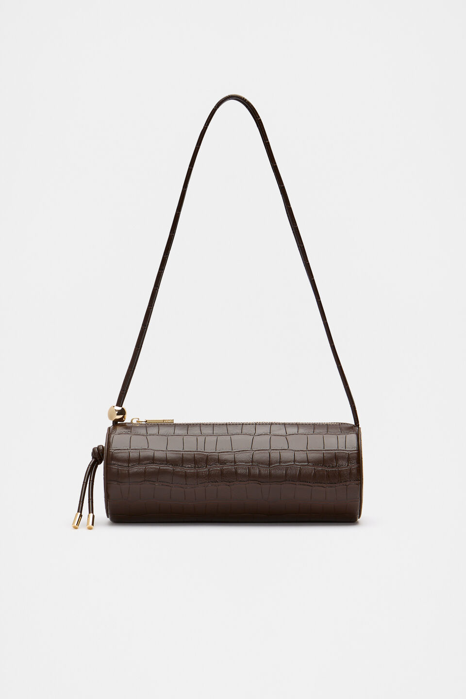 Barrel Shoulder Bag  Dark Espresso Croc