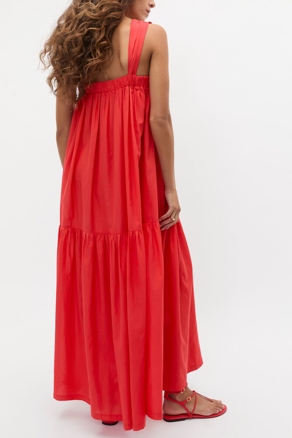 Voile Tiered Maxi Dress  Electric Crimson