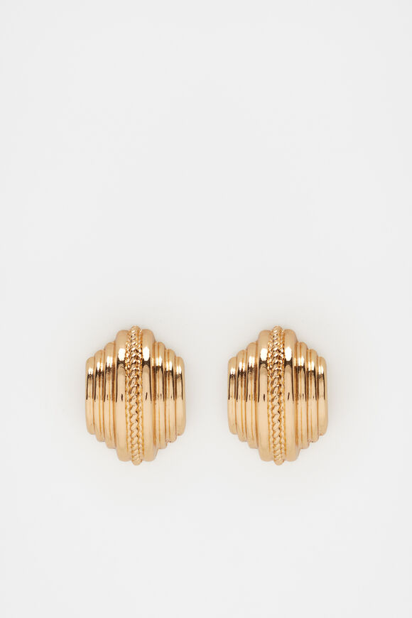 Wide Ribbed Stud  Antique Gold  hi-res