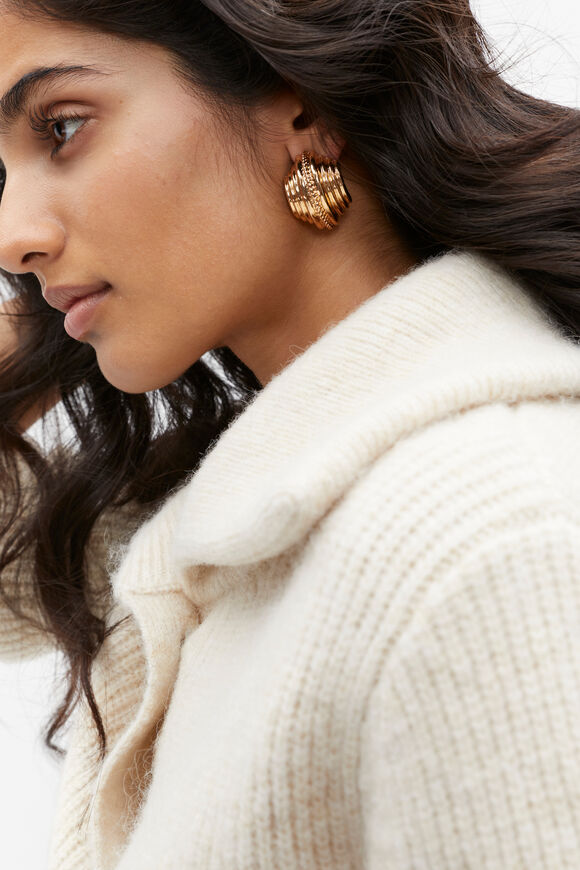 Wide Ribbed Stud  Antique Gold  hi-res