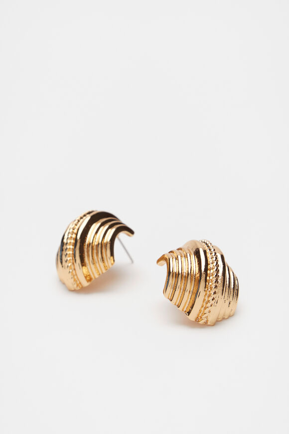 Wide Ribbed Stud  Antique Gold  hi-res