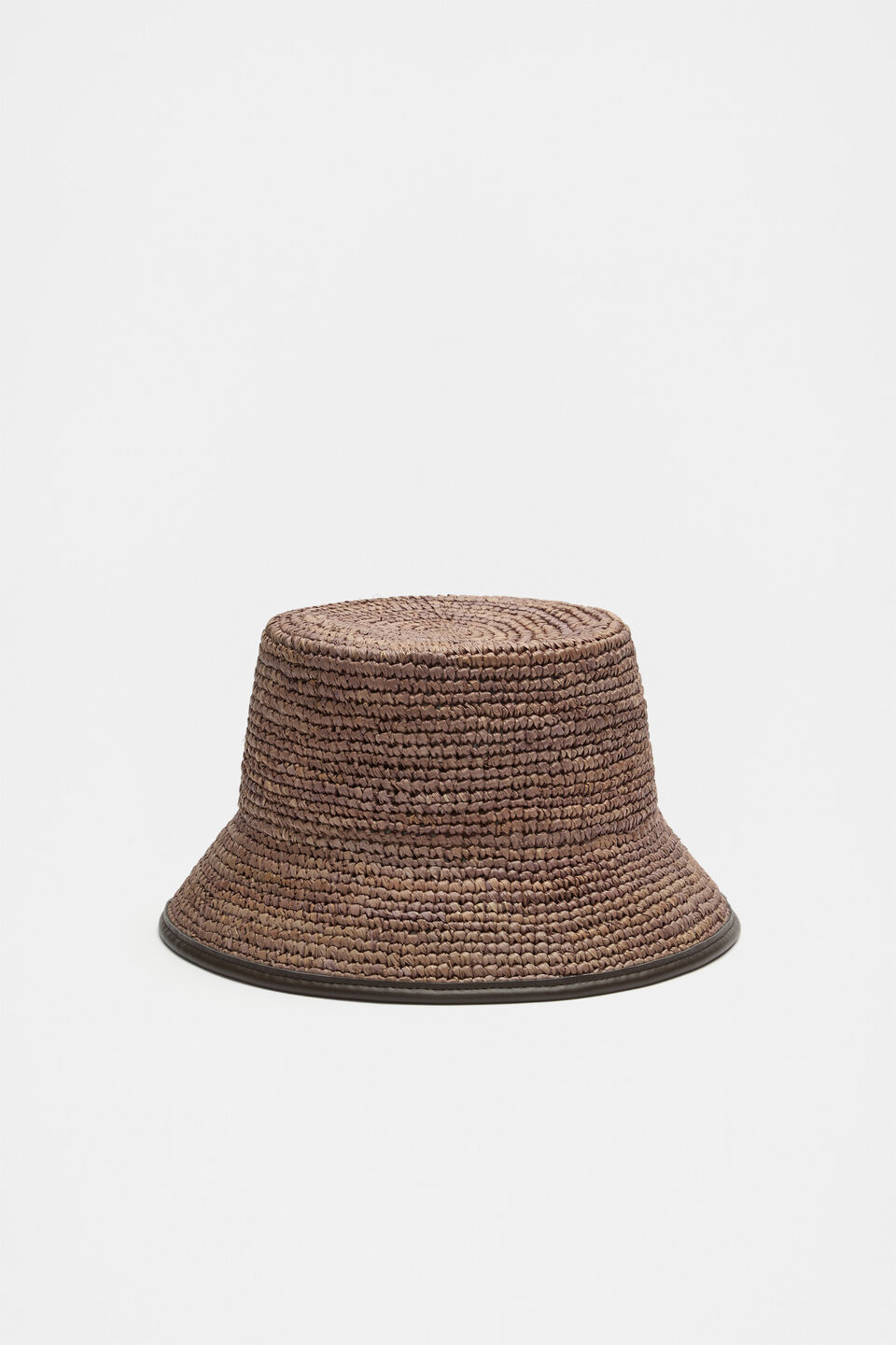 Trim Detail Raffia Bucket Hat  Chocolate