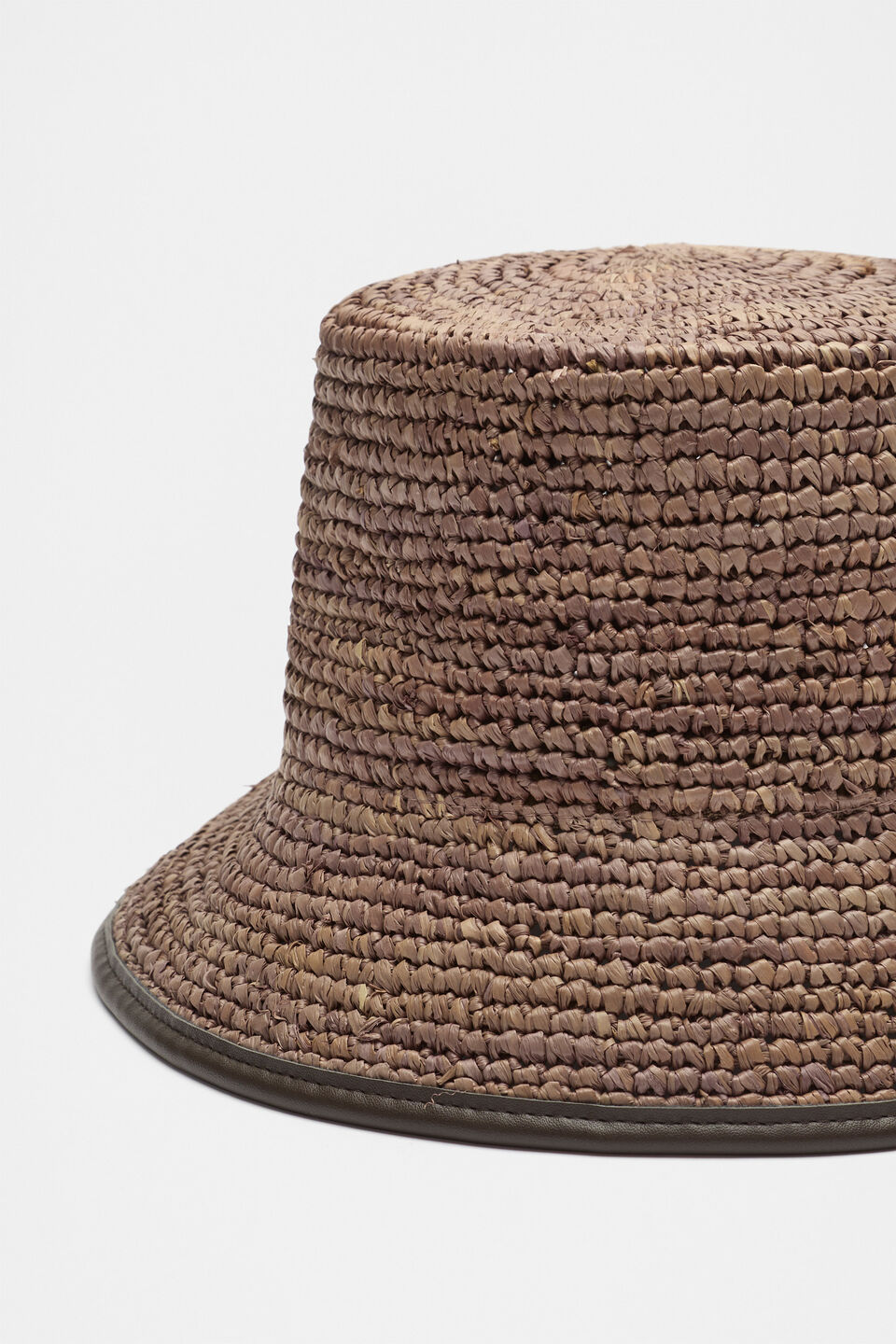 Trim Detail Raffia Bucket Hat  Chocolate