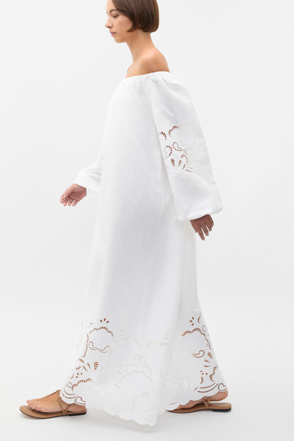 Cutwork Woven Maxi Dress  Whisper White