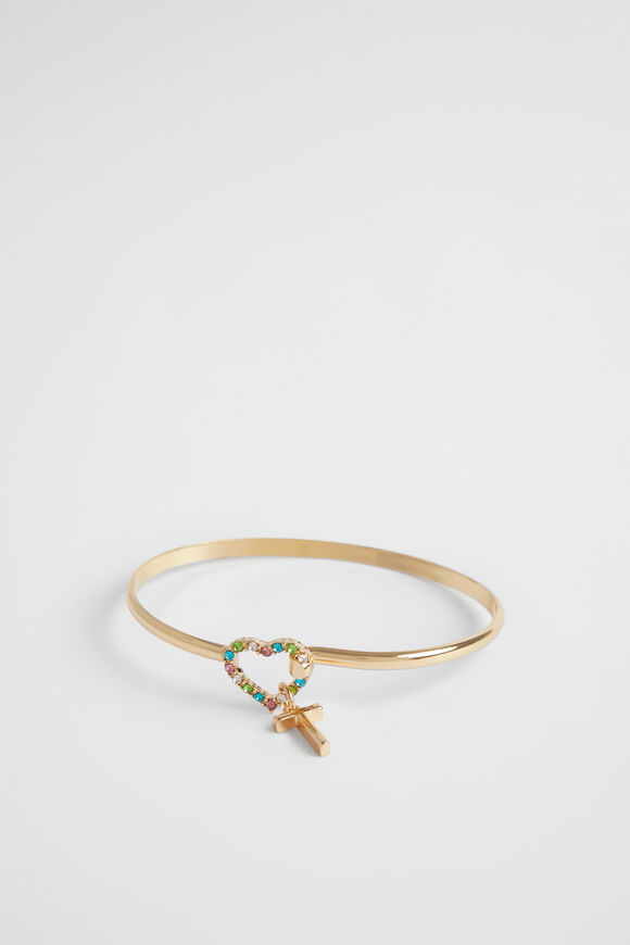 Rainbow Heart Initial Bangle  T  hi-res
