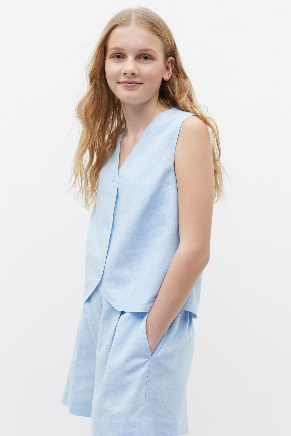 Crossdye Vest  Sky Blue