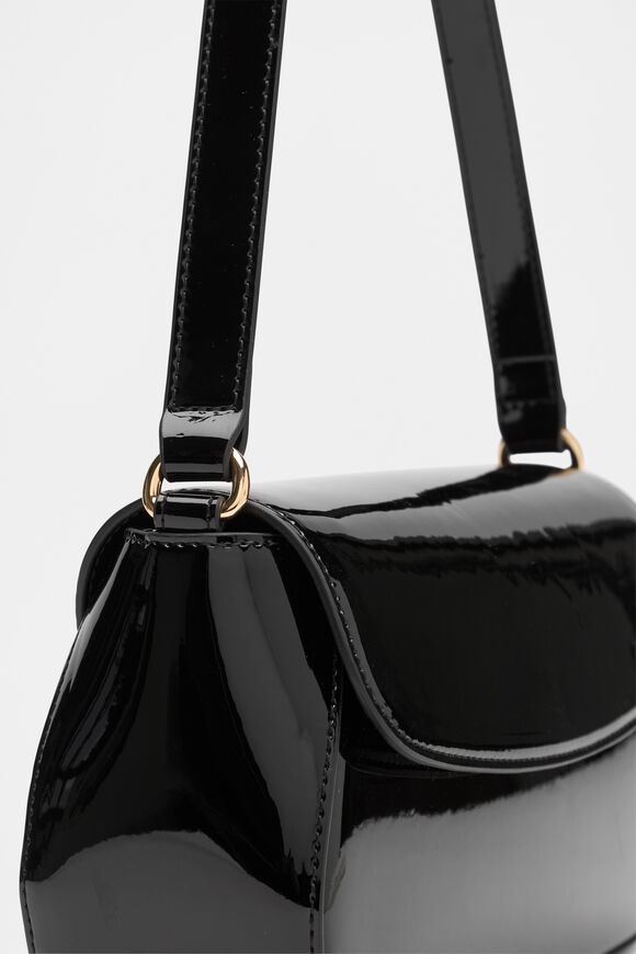 Patent Shoulder Bag  Black  hi-res