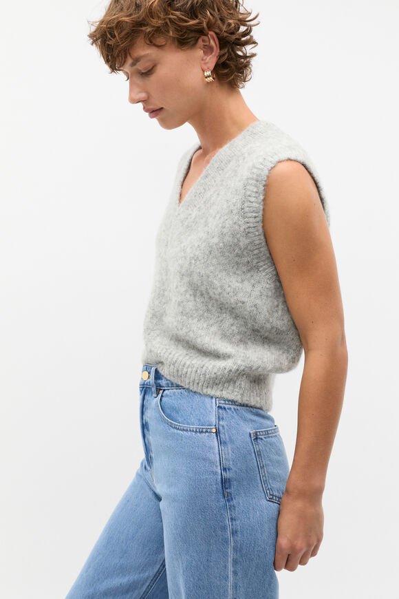 Lofty V Neck Vest  Silver Marle  hi-res