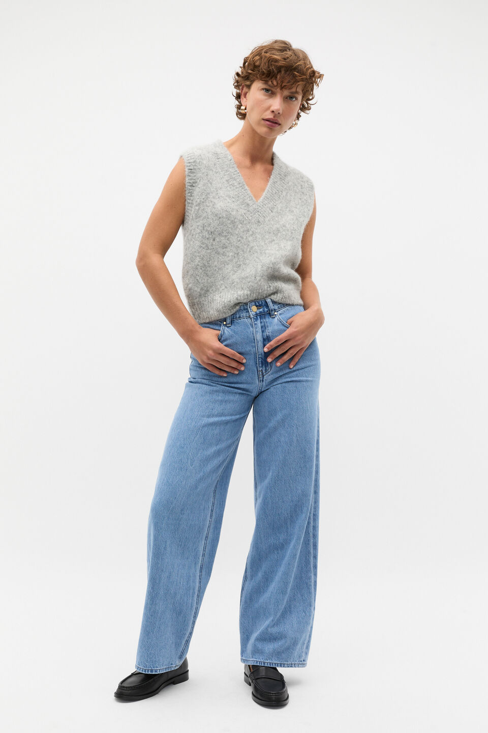 Lofty V Neck Vest  Silver Marle