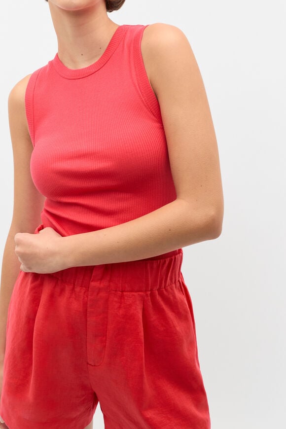 Core Australian Cotton Rib Tank  Electric Crimson  hi-res