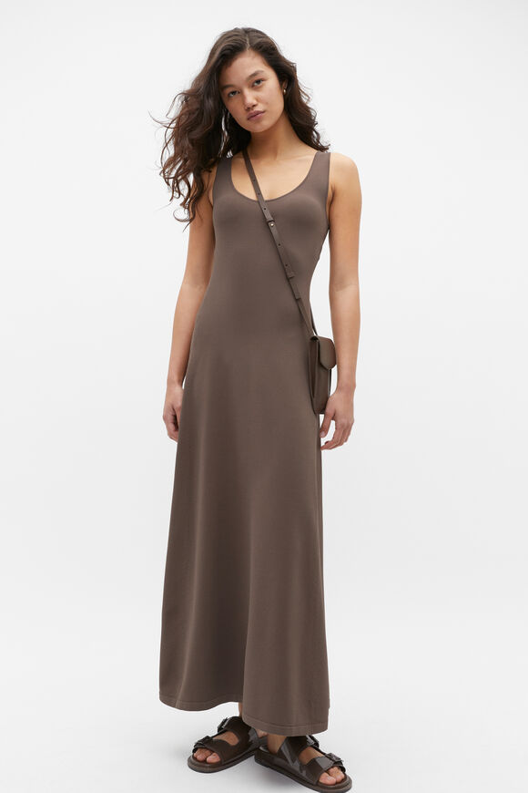 Compact Crepe Knit Flared Dress  Affogato  hi-res