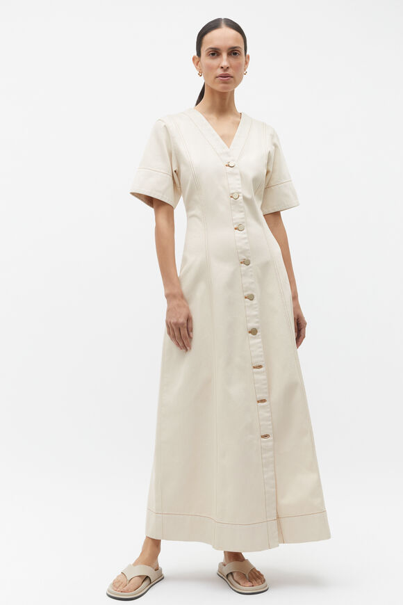 Denim Panelled Midi Dress  Frappe  hi-res