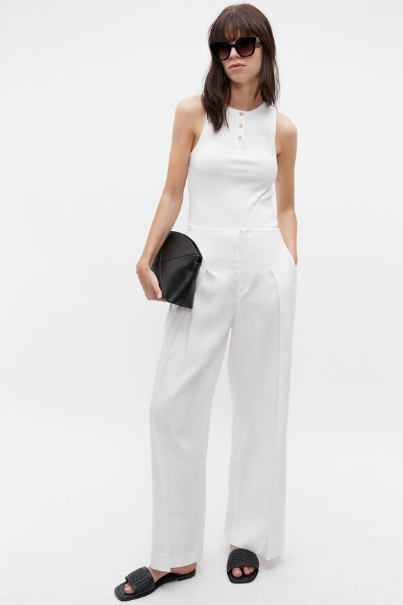 Linen Pleat Front Trouser  Cloud Cream  hi-res