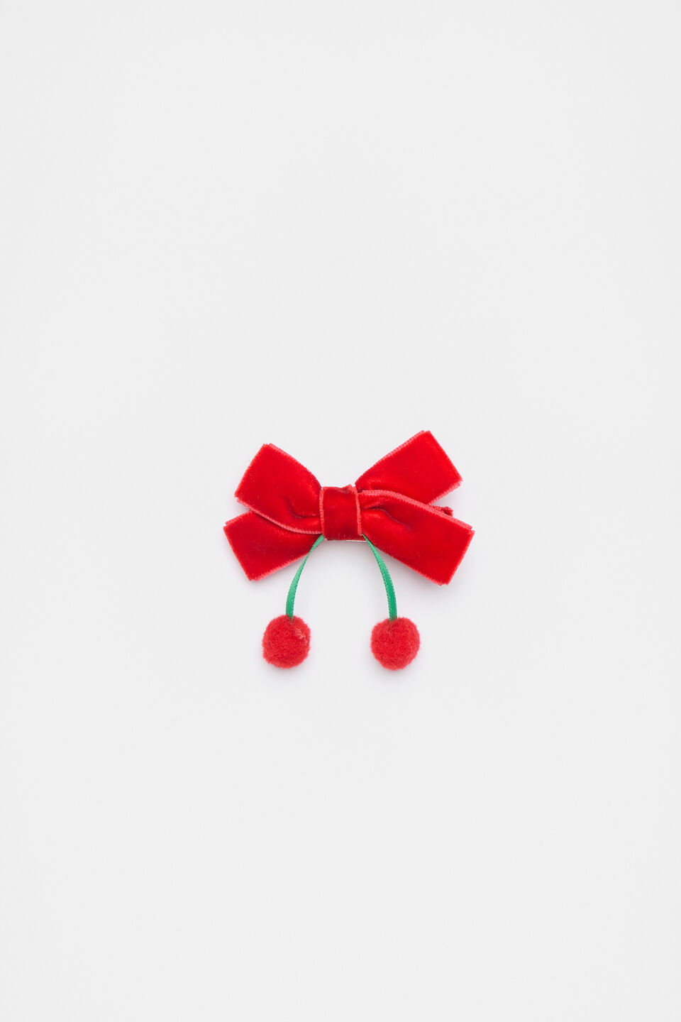 Velvet Cherry Pom Pom Bow  Multi
