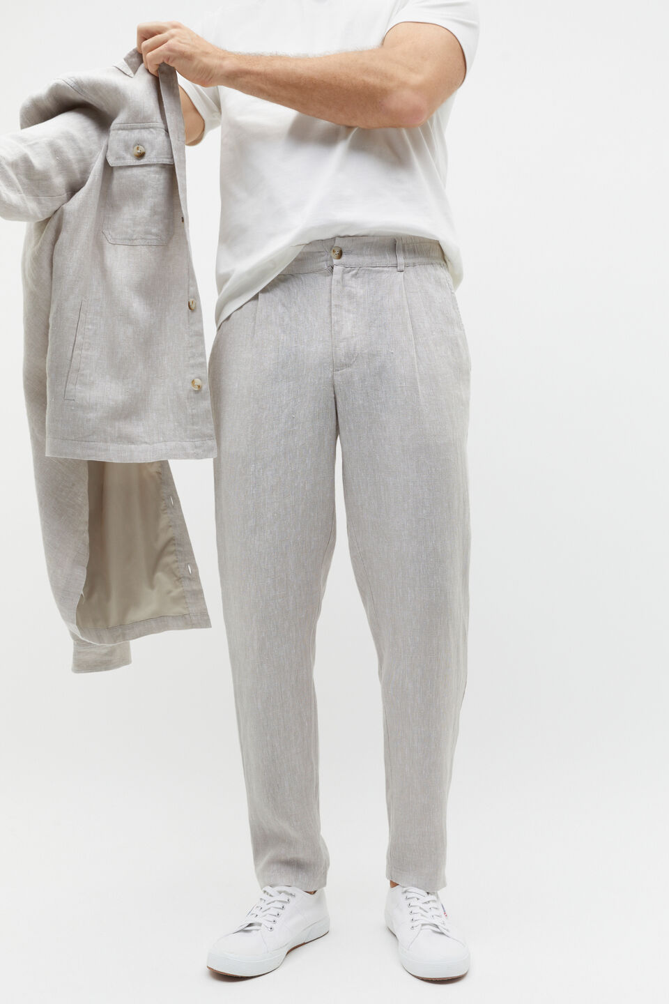 Pleat Front Linen Pant  Chalk Crossdye