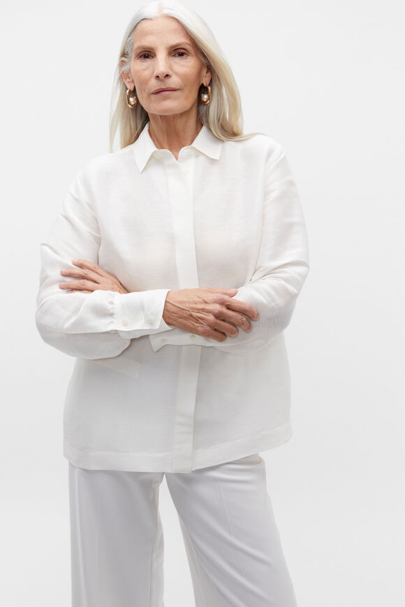 Oversized Semi Sheer Shirt  Cloud Cream  hi-res