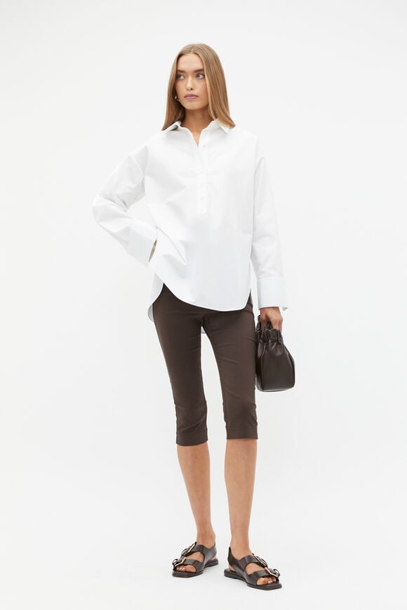 Half Placket Poplin Shirt  Whisper White  hi-res