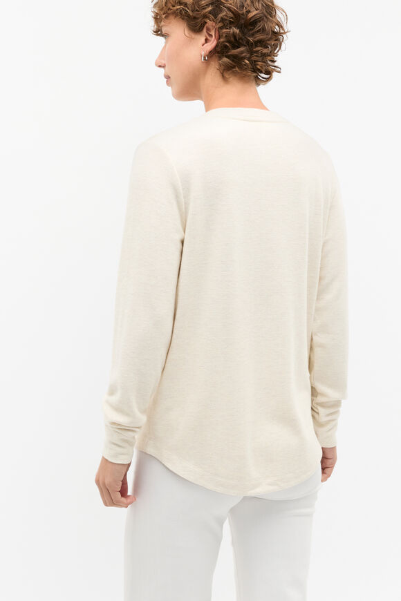 Supersoft Waffle V Neck Top  Oat Marle  hi-res