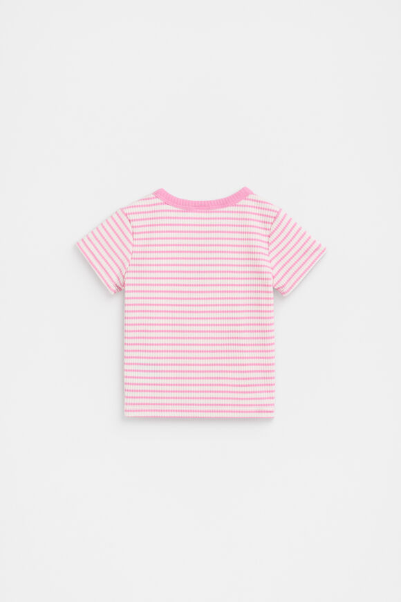 Core Logo Rib Tee  Candy Pink Stripe  hi-res