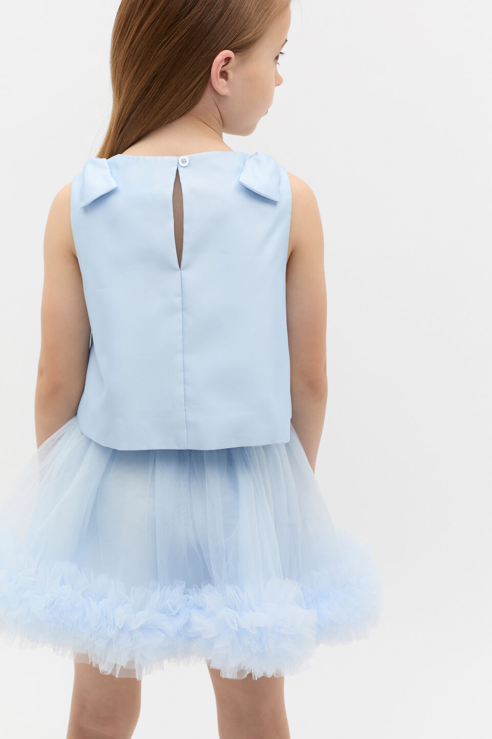 Satin Bow Top  Ice Blue