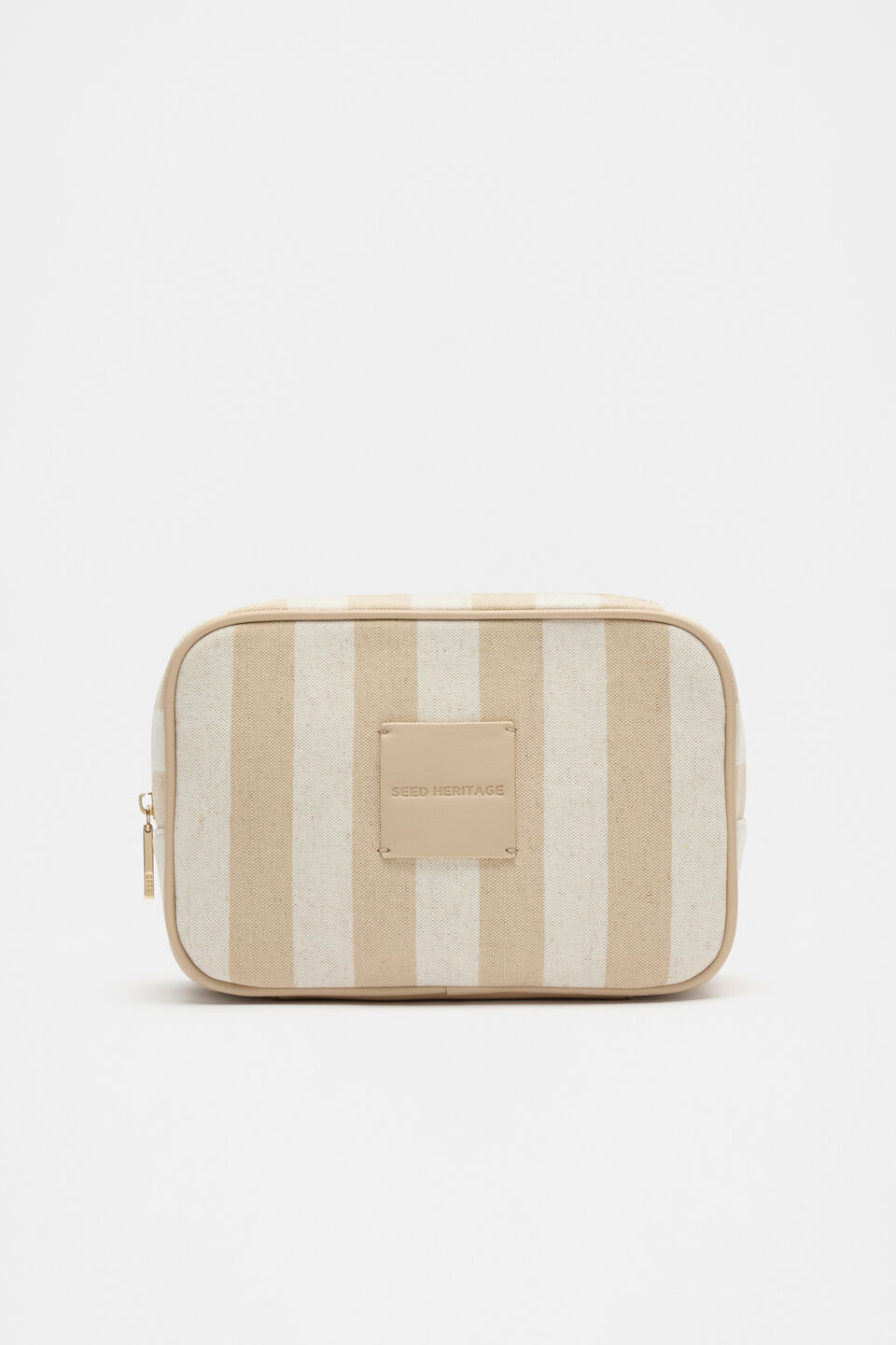 Small Stripe Make Up Bag  Ecru